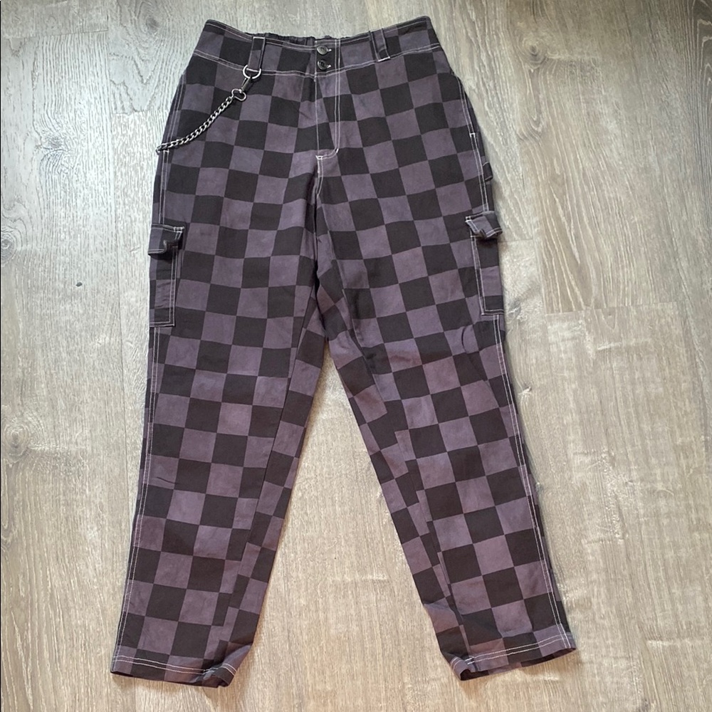Checkered Black and Gray Women's Pants